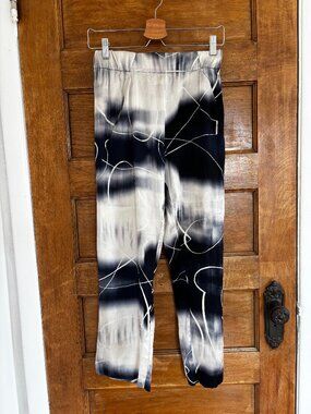 Zero + Maria Cornejo Silk Blend Abstract Geometric Elastic Waist Pants - 2